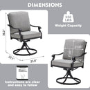 EROMMY Patio Swivel Chair Set of 2, Heavy Duty Outdoor Dining Chairs with Thickened Cushions, Metal Patio Chairs Gentle Rocker for Outside, Grey-Erommy